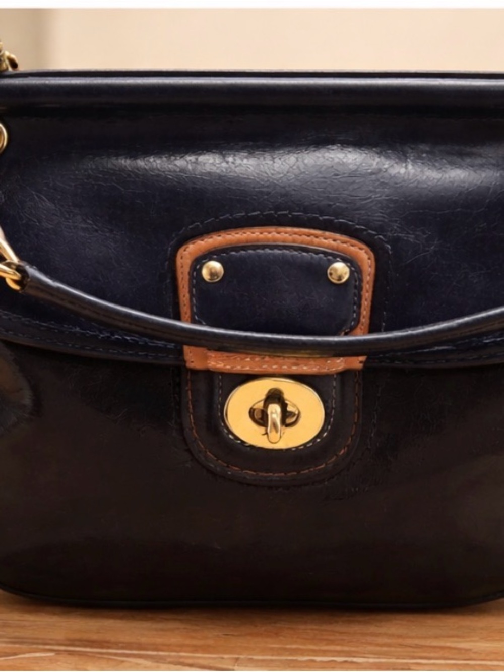 Coach Legacy 70th Anniversary Willis Colorblock Navy & Ivory Turnlock Satchel - Picture 3 of 10